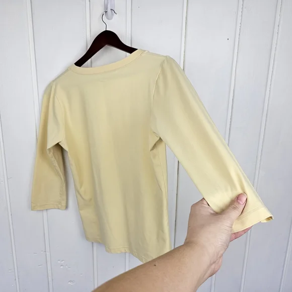 Patagonia Yellow Organic Cotton V Neck 3/4 Sleeve Basic Top Women's Medium - Picture 2 of 10